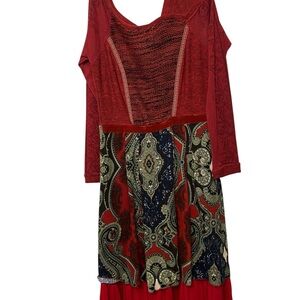 Elegant Red Paisley Dress